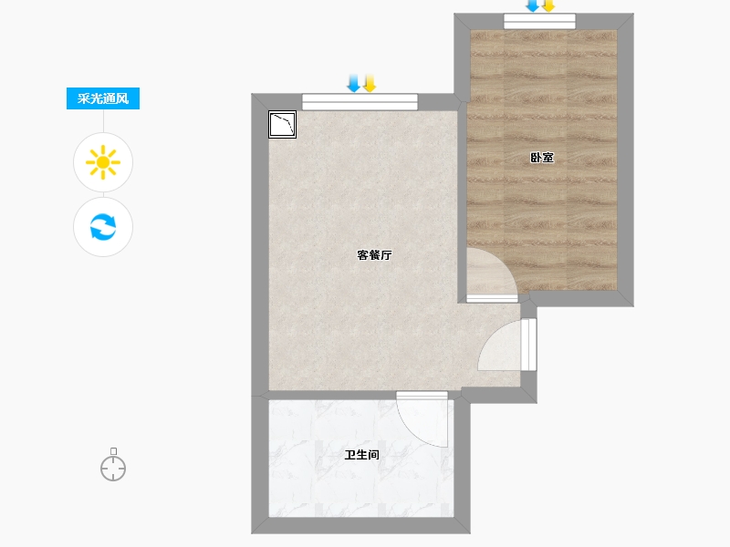 辽宁省-盘锦市-蓝色康桥L区炫立方-28.58-户型库-采光通风