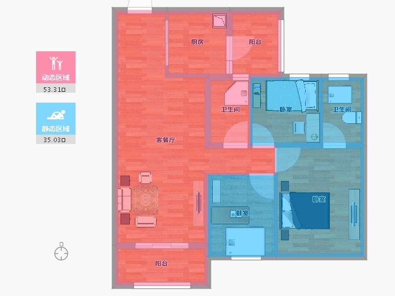 河北省-邯郸市-碧桂园越溪府-78.61-户型库-动静分区