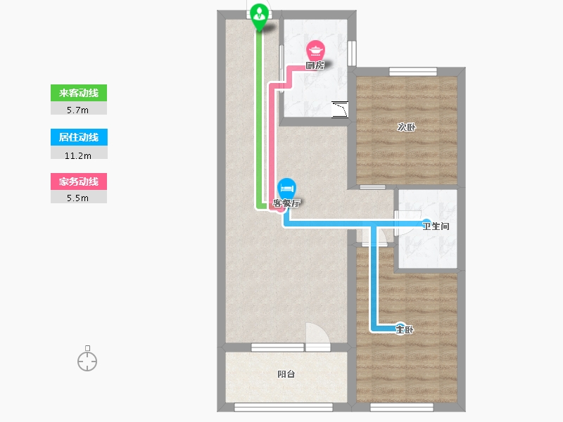 河北省-廊坊市-孔雀城柏悦府-64.00-户型库-动静线