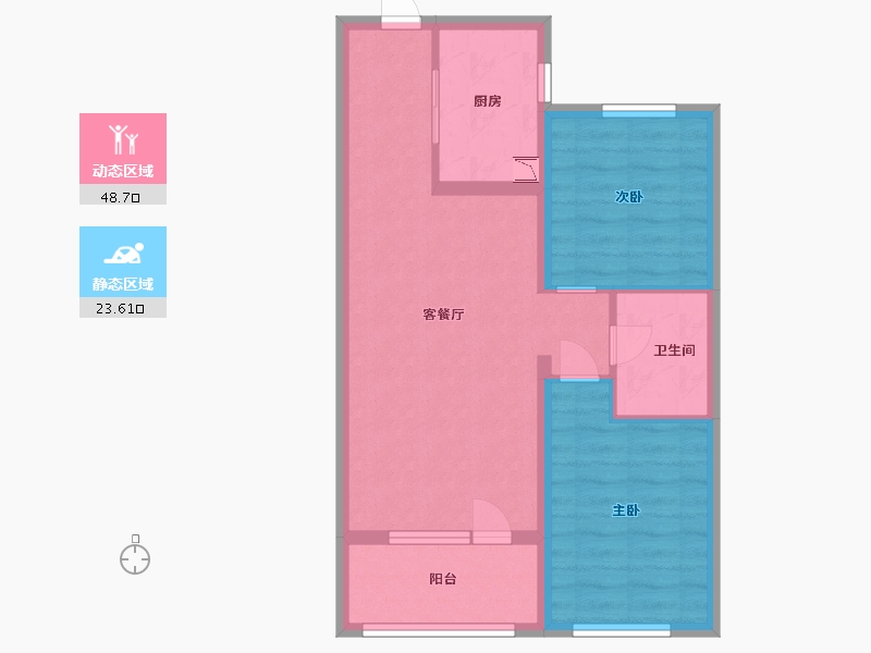 河北省-廊坊市-孔雀城柏悦府-64.00-户型库-动静分区