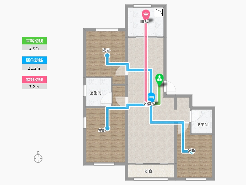 内蒙古自治区-呼和浩特市-呼和浩特恒大翡翠华庭-107.72-户型库-动静线