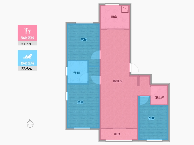 内蒙古自治区-呼和浩特市-呼和浩特恒大翡翠华庭-107.72-户型库-动静分区