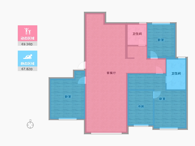 内蒙古自治区-鄂尔多斯市-城投·海昌鑫园-124.89-户型库-动静分区