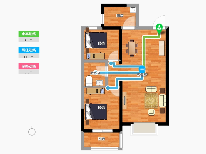 河北省-邯郸市-美的·梧桐林语-57.35-户型库-动静线