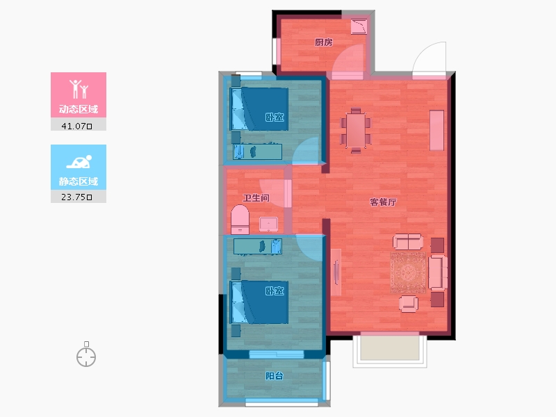 河北省-邯郸市-美的·梧桐林语-57.35-户型库-动静分区