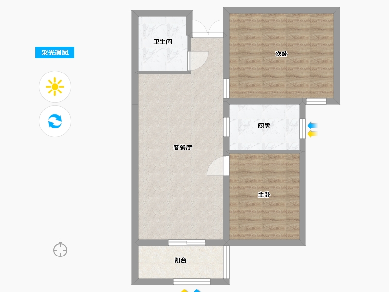 河北省-廊坊市-花香小镇二期-65.81-户型库-采光通风