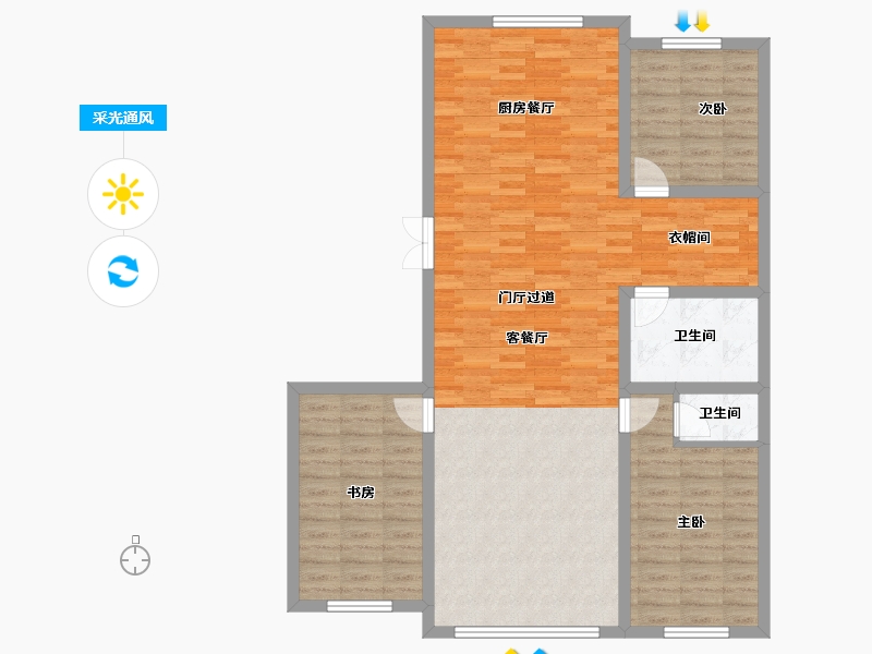 吉林省-辽源市-星源城湖语墅-110.63-户型库-采光通风