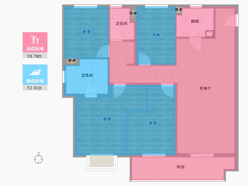 山西省-太原市-阳光城文澜府-100.50-户型库-动静分区