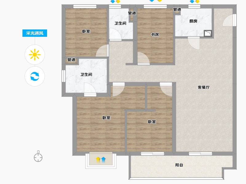 山西省-太原市-阳光城文澜府-100.50-户型库-采光通风