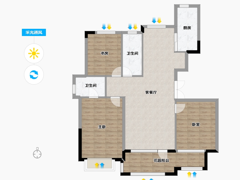 辽宁省-大连市-金湾十里海-104.23-户型库-采光通风