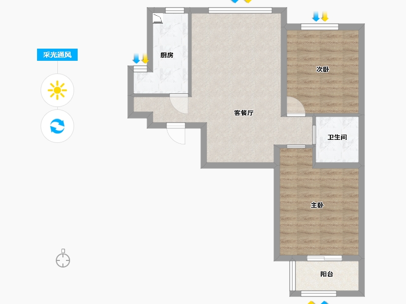 河北省-廊坊市-宏泰·龙河枫景-65.31-户型库-采光通风