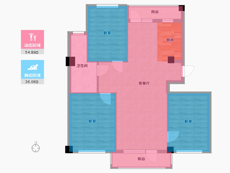 辽宁省-丹东市-祥麗苑-82.00-户型库-动静分区