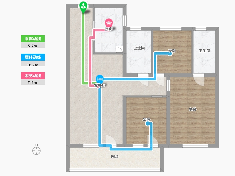 河北省-廊坊市-孔雀城柏悦府-85.60-户型库-动静线