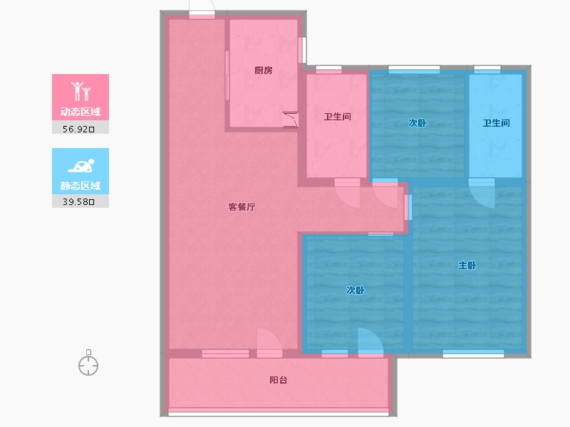 河北省-廊坊市-孔雀城柏悦府-85.60-户型库-动静分区