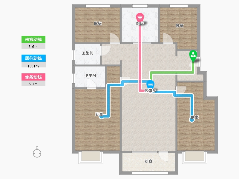 辽宁省-盘锦市-美的城如院-123.53-户型库-动静线