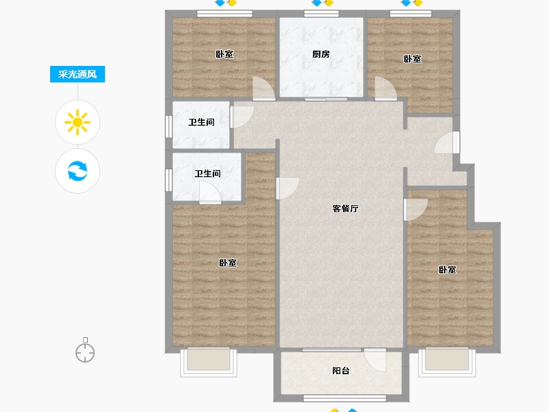 辽宁省-盘锦市-美的城如院-123.53-户型库-采光通风