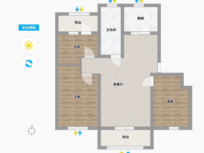 辽宁省-大连市-亿达第一郡-79.06-户型库-采光通风