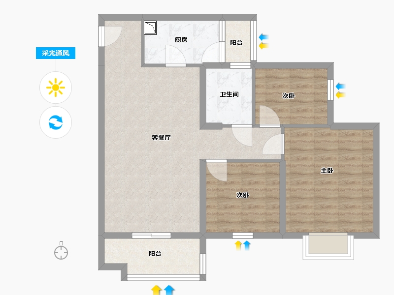 辽宁省-鞍山市-鞍山恒大绿洲-78.00-户型库-采光通风