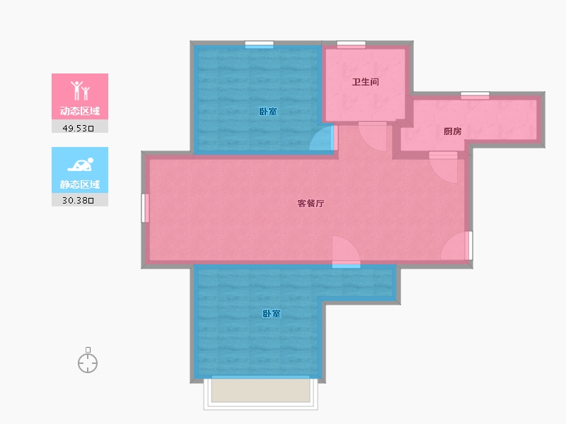 辽宁省-鞍山市-京华·汤邑-71.00-户型库-动静分区