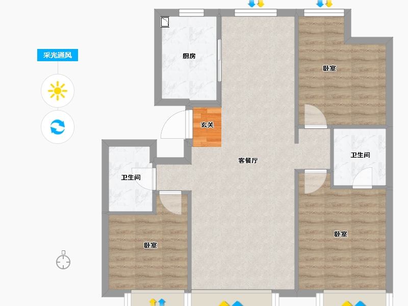 辽宁省-沈阳市-首开如院-79.95-户型库-采光通风