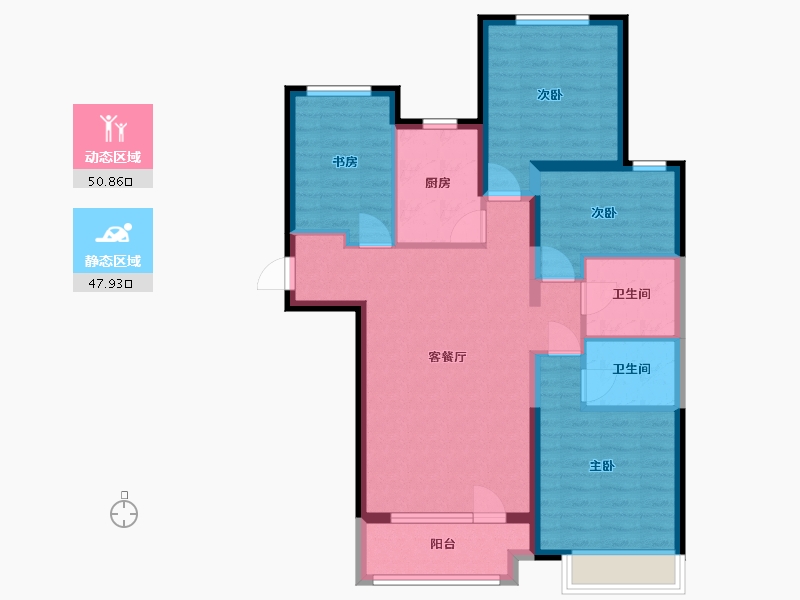 河北省-廊坊市-鸿坤原乡溪谷-87.78-户型库-动静分区