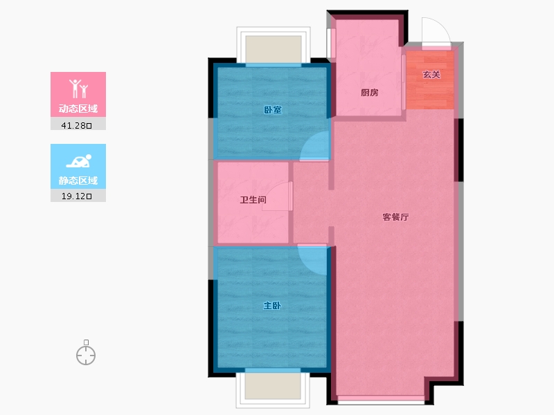 辽宁省-沈阳市-恒大珺睿府-54.14-户型库-动静分区