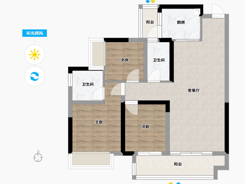 广西壮族自治区-梧州市-滨江学府-74.34-户型库-采光通风