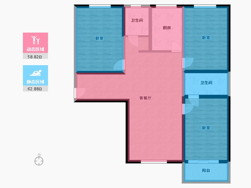 内蒙古自治区-鄂尔多斯市-祥和花园-109.14-户型库-动静分区