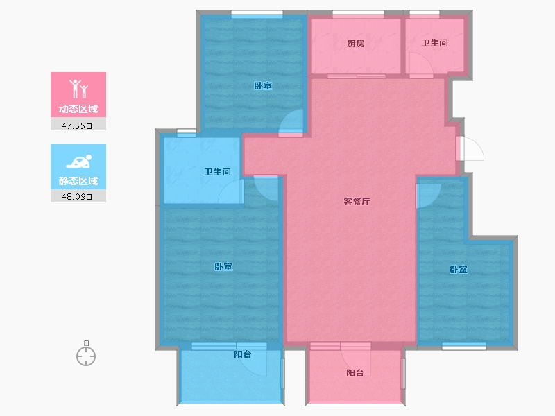 辽宁省-大连市-西府御棠-86.00-户型库-动静分区