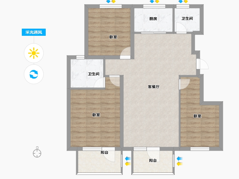 辽宁省-大连市-西府御棠-86.00-户型库-采光通风