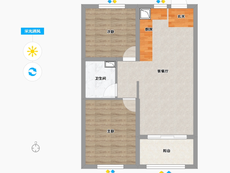 云南省-昆明市-俊发玉龙湾-58.58-户型库-采光通风