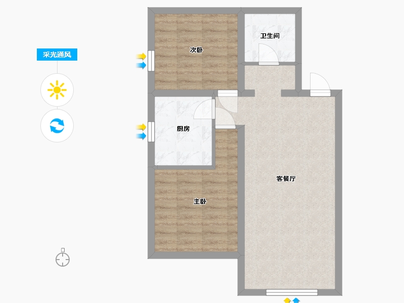 河北省-廊坊市-京东狮子城-59.90-户型库-采光通风