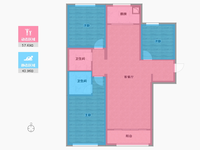 内蒙古自治区-呼和浩特市-俪城时尚广场-90.97-户型库-动静分区