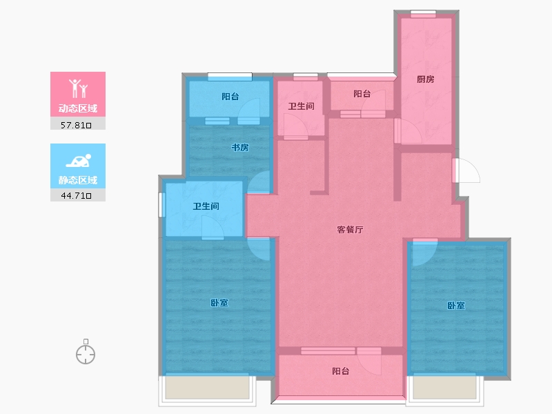 辽宁省-大连市-招商海德学府-89.99-户型库-动静分区