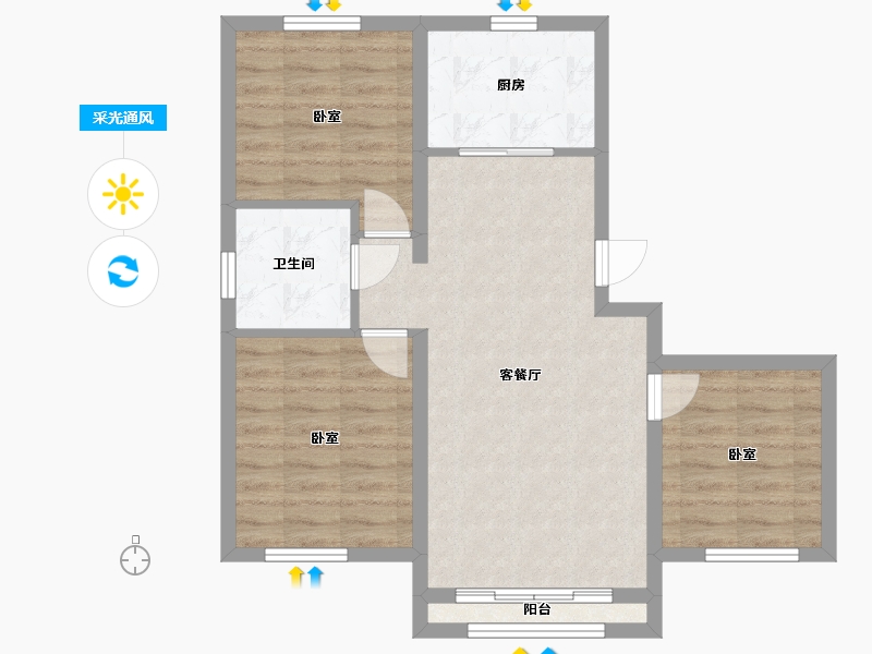 辽宁省-大连市-保利和府-68.90-户型库-采光通风