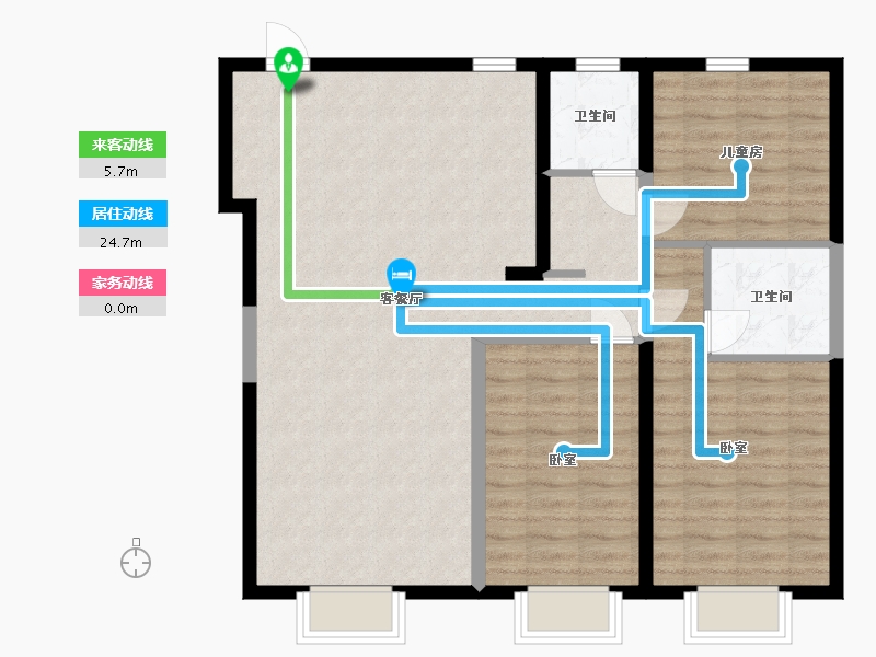 内蒙古自治区-包头市-万科公园五号-95.88-户型库-动静线