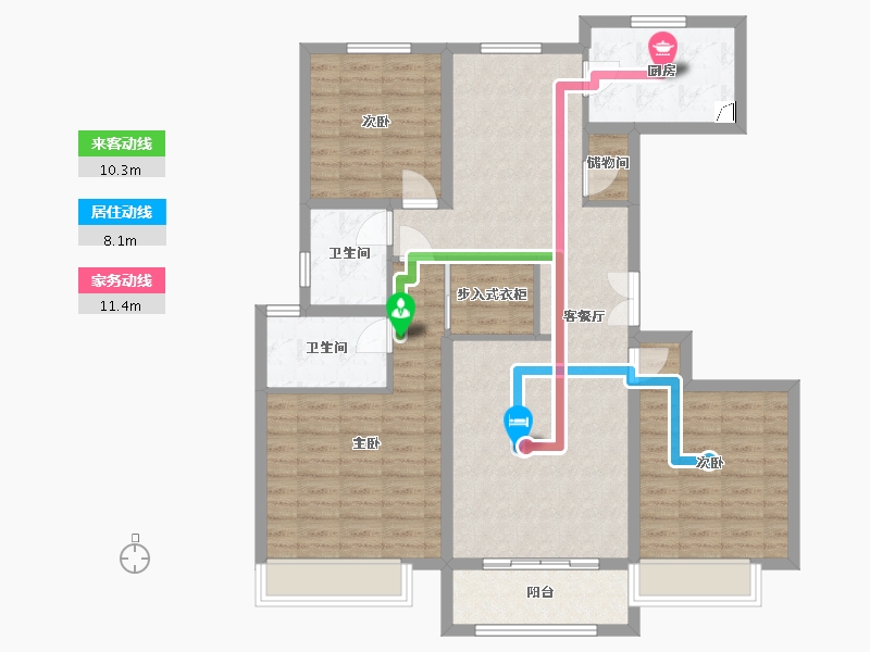 河北省-衡水市-保利拉菲公馆-107.06-户型库-动静线