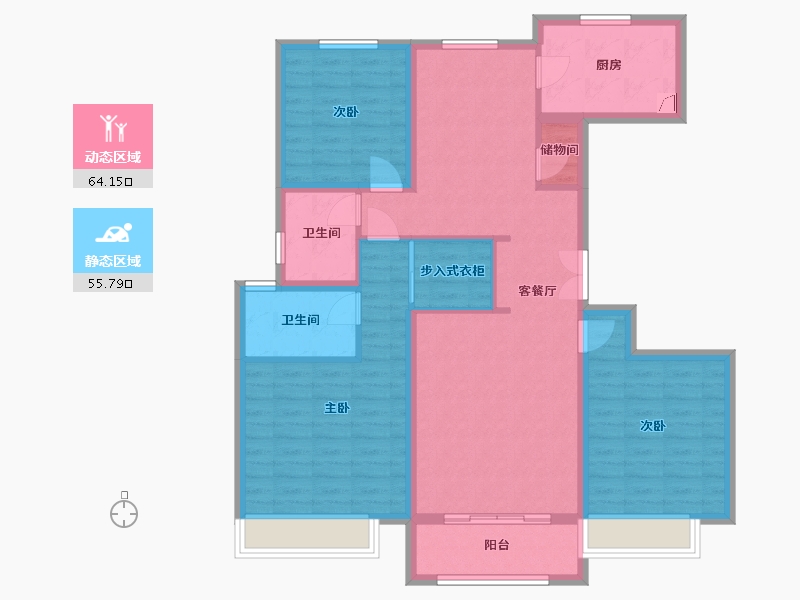 河北省-衡水市-保利拉菲公馆-107.06-户型库-动静分区