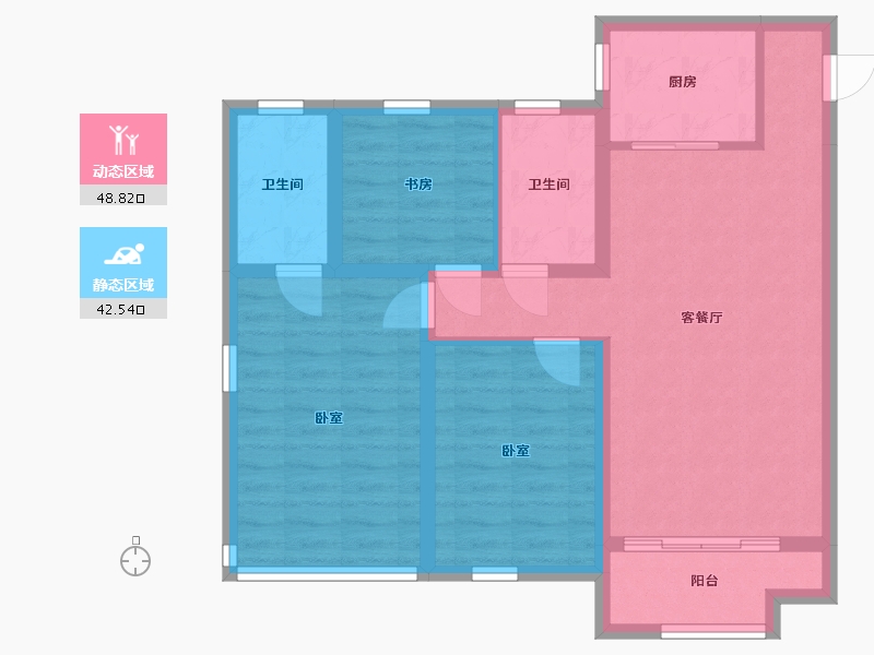 内蒙古自治区-包头市-中朵·上东郡-81.37-户型库-动静分区