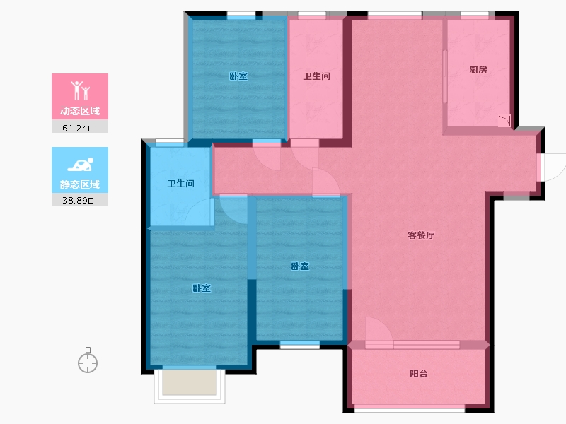 辽宁省-大连市-金湾十里海-88.91-户型库-动静分区