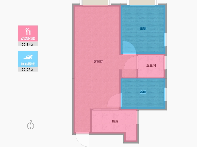 辽宁省-大连市-中海海港城Ⅱ期峯汇-74.01-户型库-动静分区