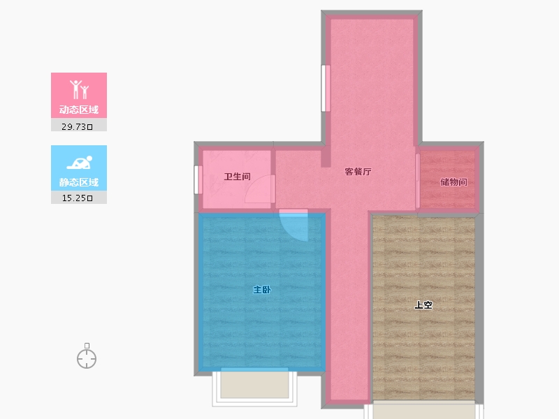 内蒙古自治区-呼和浩特市-蝶公馆-53.41-户型库-动静分区