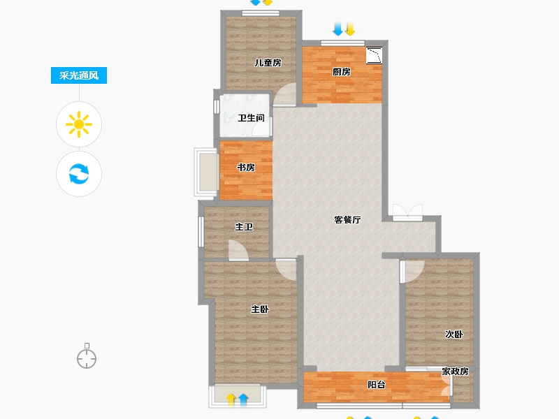 山西省-太原市-保利东郡-136.98-户型库-采光通风