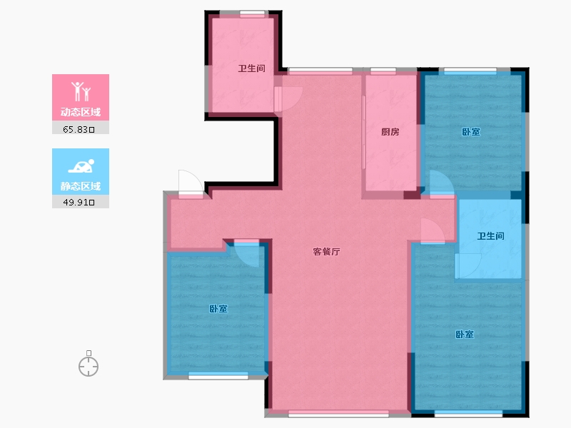 辽宁省-盘锦市-总部生态城·泰郡四期-104.00-户型库-动静分区