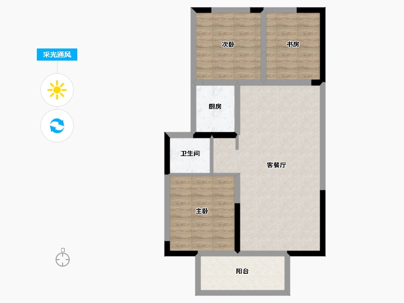 河北省-廊坊市-荣盛桃李观邸-70.62-户型库-采光通风