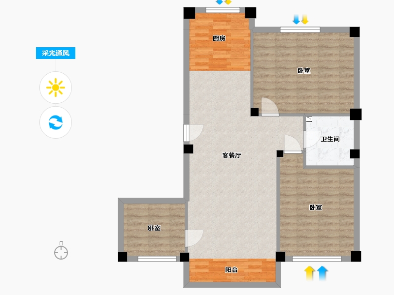 辽宁省-丹东市-蓝山溪谷-89.31-户型库-采光通风