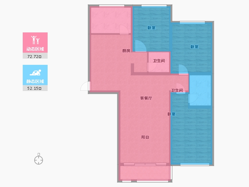 内蒙古自治区-呼和浩特市-陶然巷-112.57-户型库-动静分区