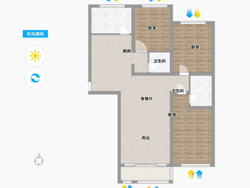 内蒙古自治区-呼和浩特市-陶然巷-112.57-户型库-采光通风