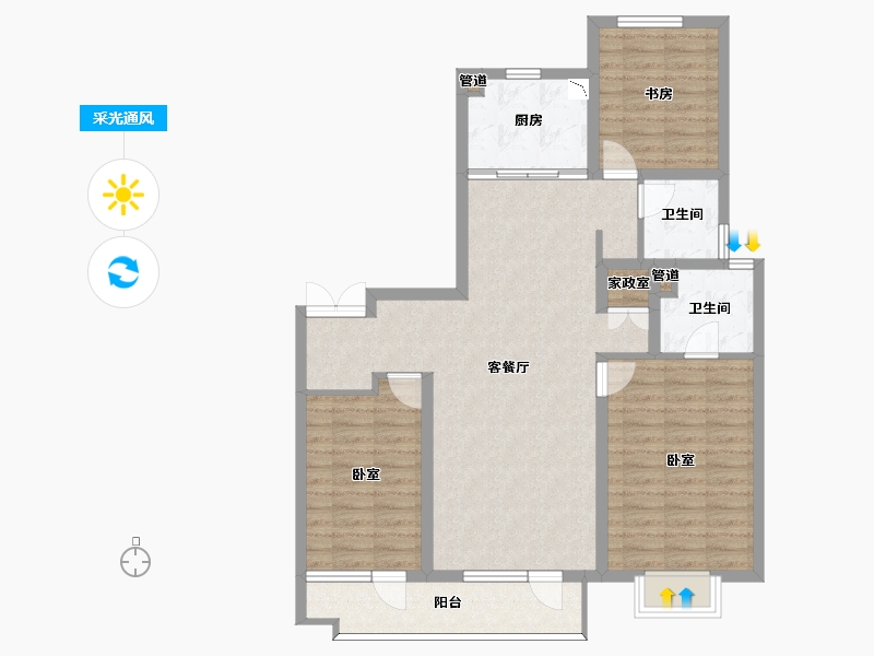 山西省-太原市-万科如园-98.54-户型库-采光通风