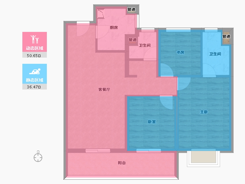 山西省-太原市-阳光城文澜府-77.55-户型库-动静分区